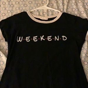 Black Tillys Weekend (friends) graphic/ringer tee